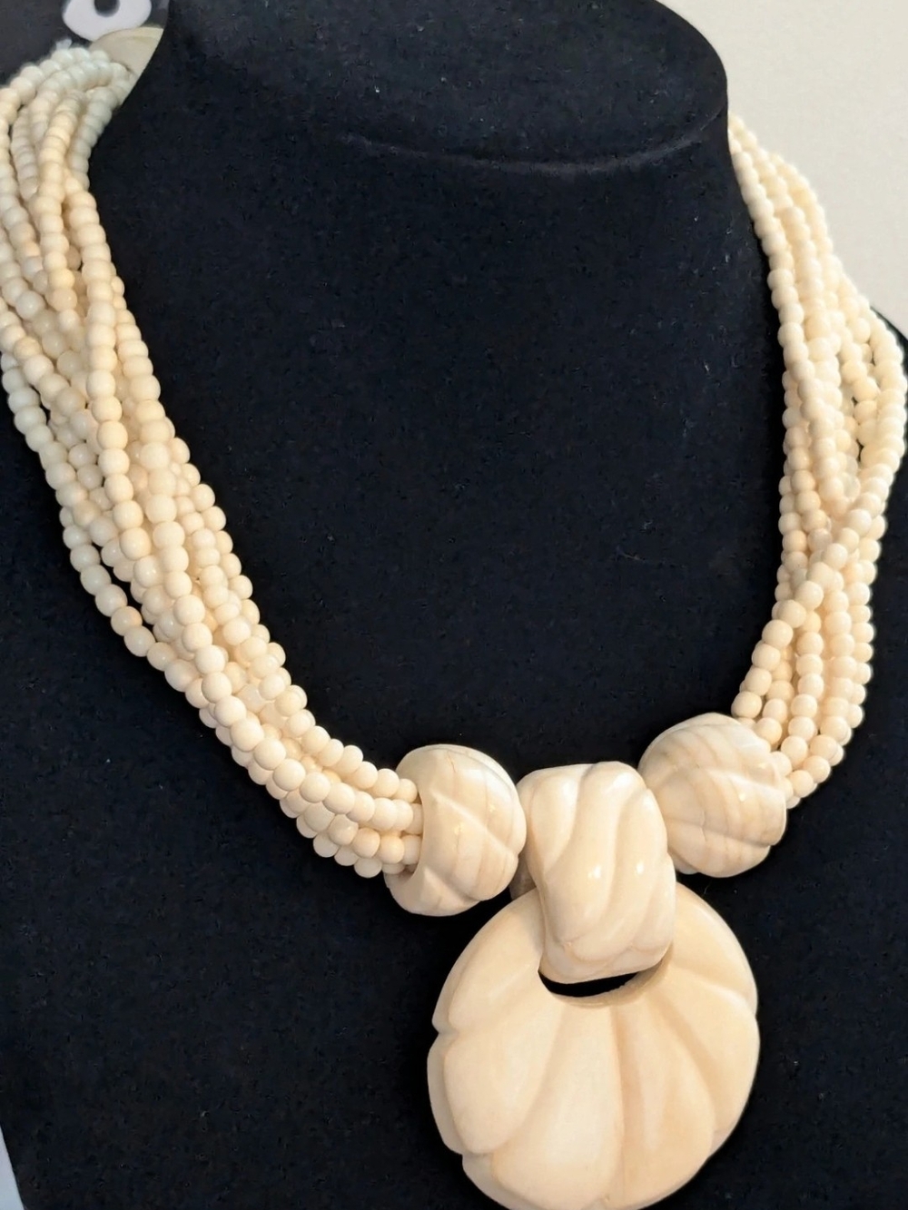Vintage Signed Gerda Lynggaard for Monies Copenhagen Bone Statement Necklace
